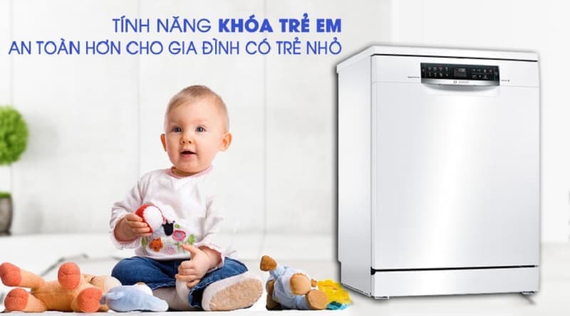 Tính Năng Khóa Trẻ Em Máy Rửa Bát BOSCH SMS46KW01E