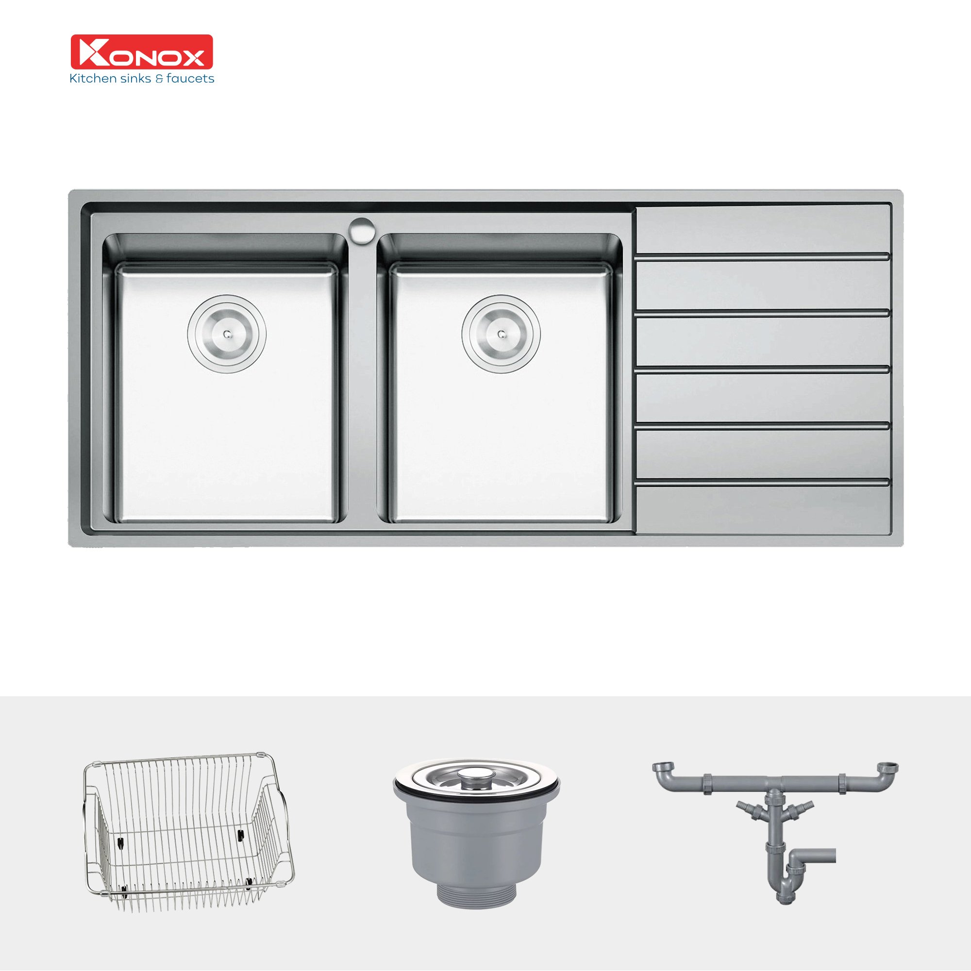 European sink Premium KS11650 2B – Bàn phảiSiphon, giá úp bát inox